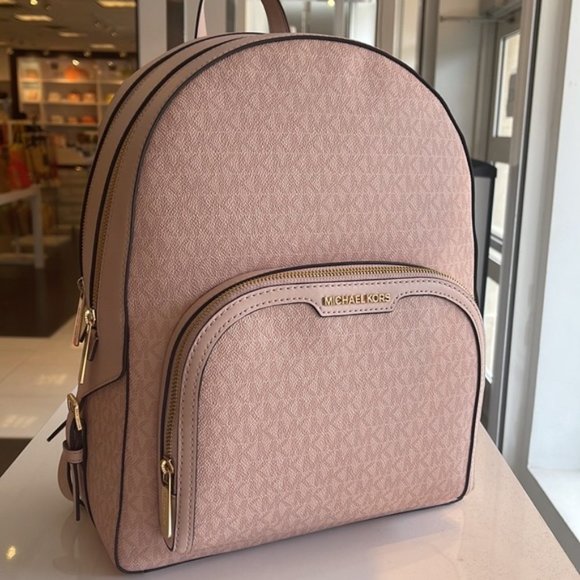 Michael Kors Jaycee Large Zip Pocket Backpack Dark Powder Blush - Picture 4 of 16